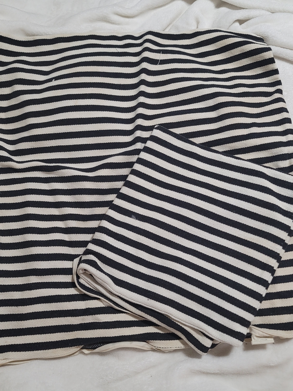 Creative Co-Op Black & Cream Striped Pillow Covers 24" Square Bundle Of 2
